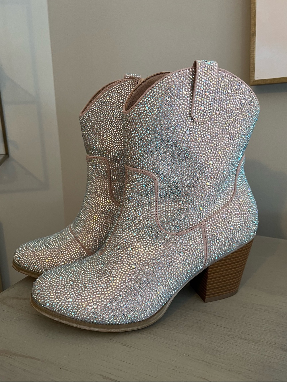 Torrid Sparkly Bedazzled Cowgirl Western Bootie Women Sz 8 WIDE Concert Festival